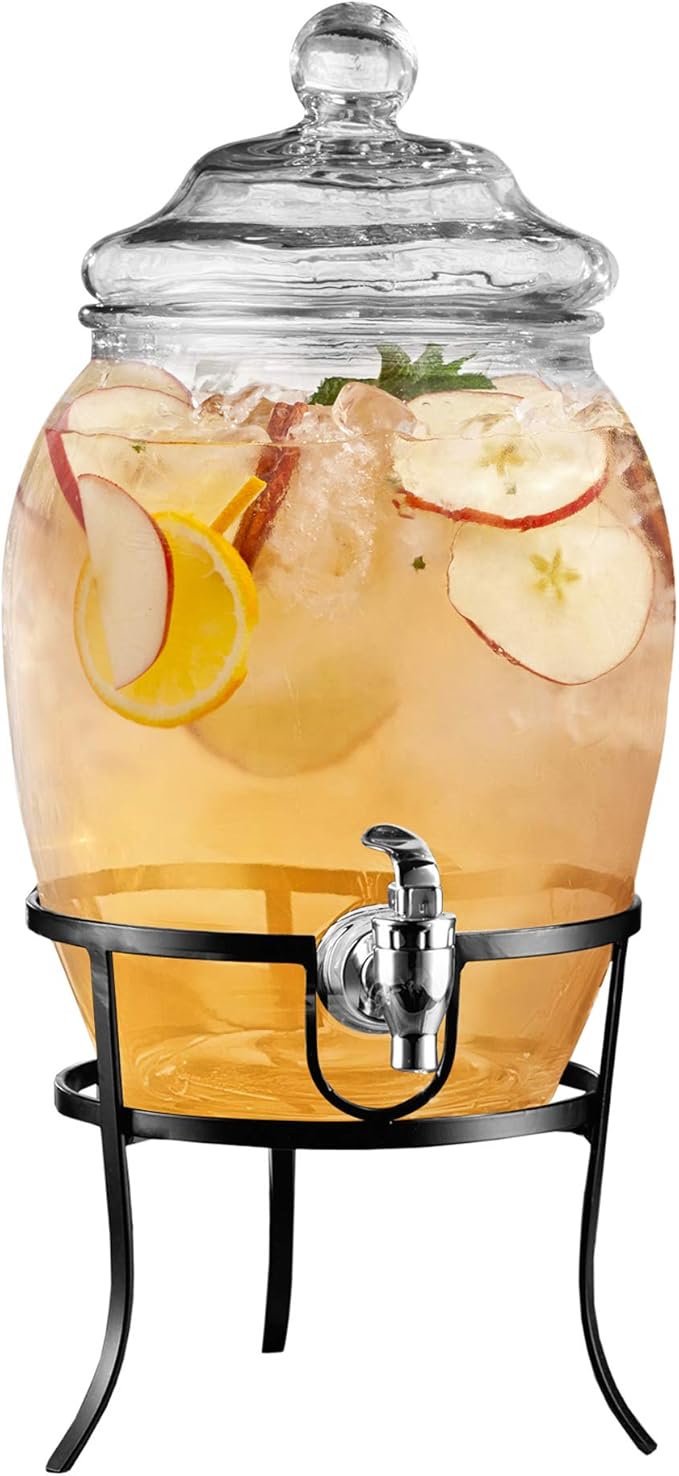 Style Setter Beverage Dispenser Cold Drink Dispenser w/ 2-Gallon Capacity Glass - Image 3