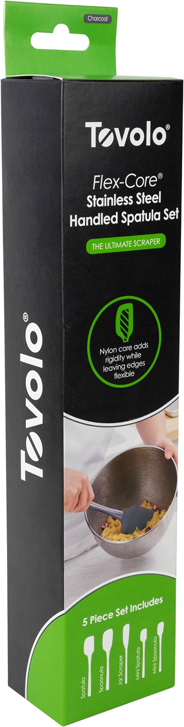 Tovolo Stainless Steel Handled Silicone Spatula Set of 5 Charcoal Gray - Image 4