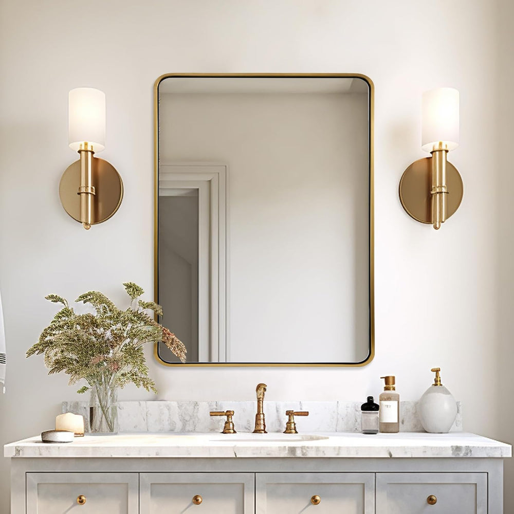 ANDY STAR Brushed Gold Mirror 40''X30'', Gold Bathroom Mirror...