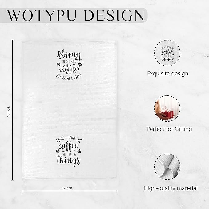 Funny Kitchen Towels, Gifts for Coffee Lovers Dish Tea Bar Towel, First I Drink - Image 6