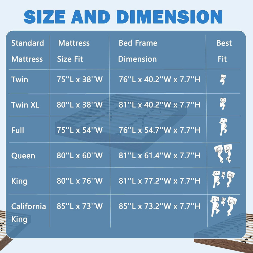GarveeHome Wood Platform Bed Frame, Queen Bed Frame Without Headboard