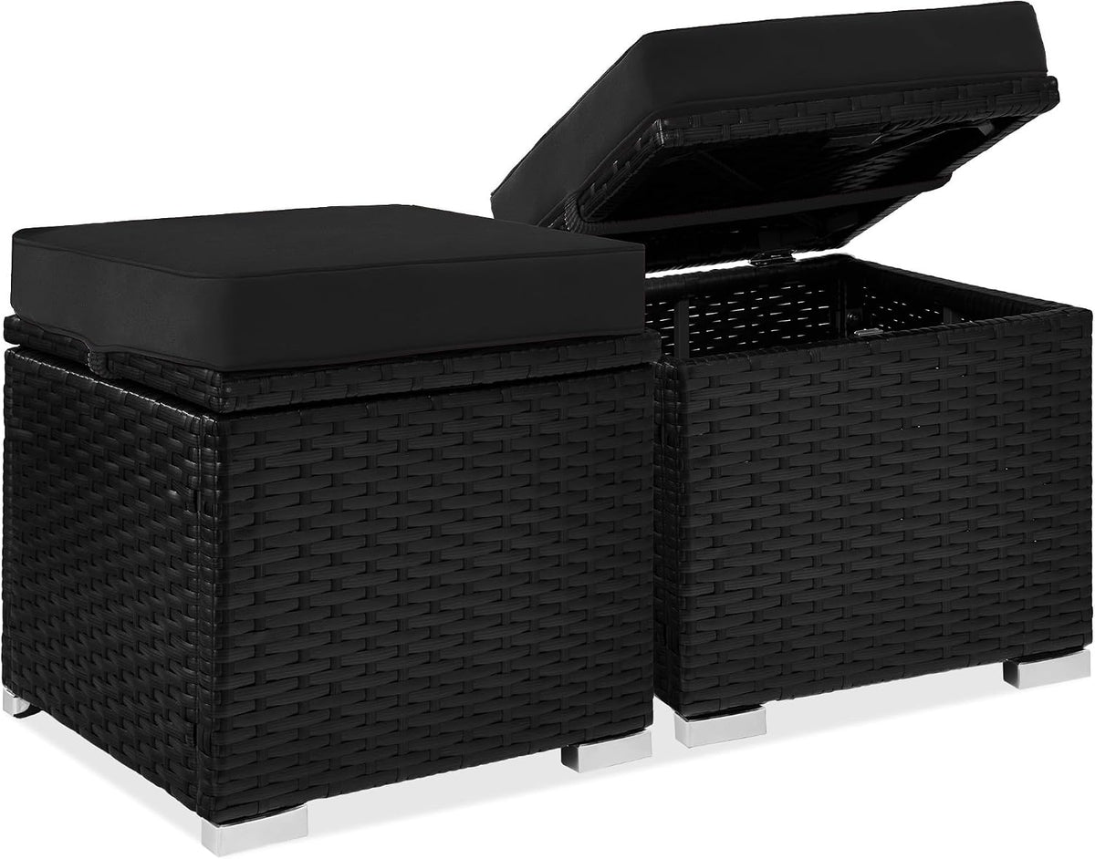 best choice products set of 2 wicker ottomans, main product view