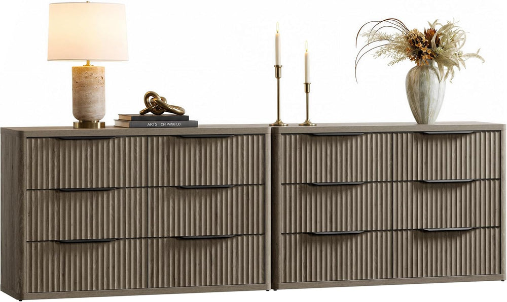 SICOTAS Bedroom Dresser with 12 Deep Wide Large Fluted Drawers for Closet