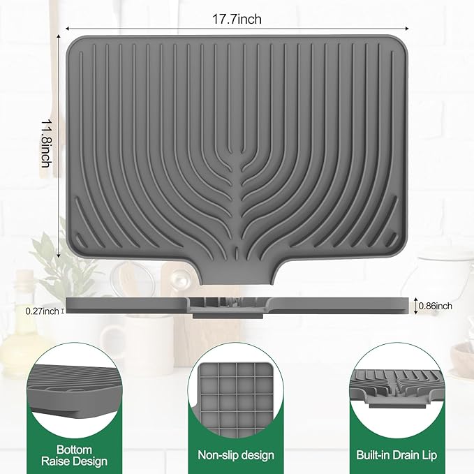 GUUKIN Dish Drying Mat, 17.7" x 11.8 " Drying Matt Kitchen Counter, Dish Drying - Image 3