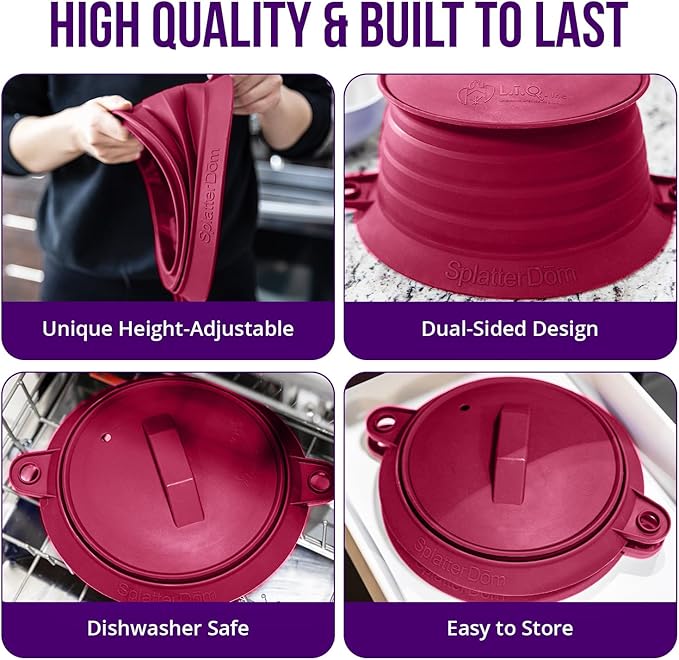 L.I.Q Silicone Splatter Guard – Fits 10 and 12 Inch Pots – Microwave Safe and - Image 4