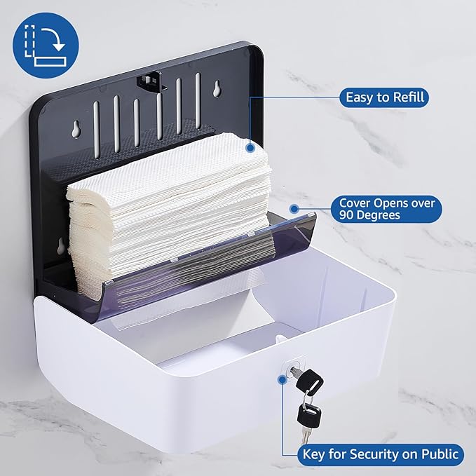 Paper Towel Dispenser Wall Mounted, Trifold/C Fold/Z Fold Paper Towel Holder - Image 3