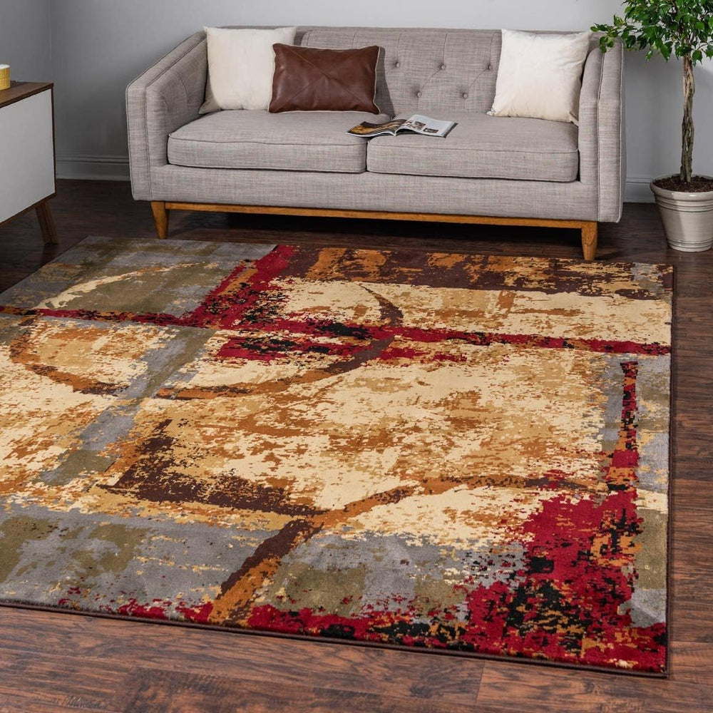 Unique Loom Barista Collection Area Rug - Catuai (5' 4" Square, Mult...