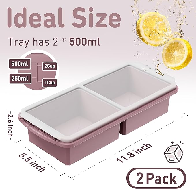 Silicone Freezer Tray with Lid Soup Freezer Container Molds with Steel - Image 2