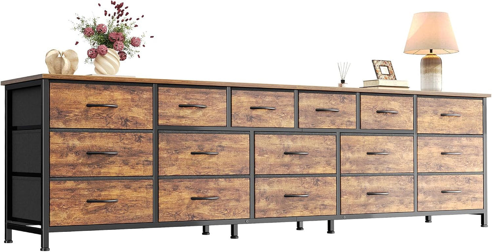 Huuger 77.6" Long Dresser for Bedroom, 16 Drawer Fabric Dresser for Clos...