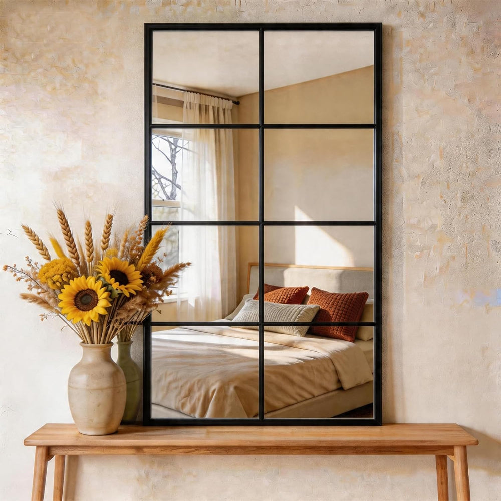 DUMOS Wall Mirrors 16" x 32", Set of 2 Rectangle Window Pane Decora...