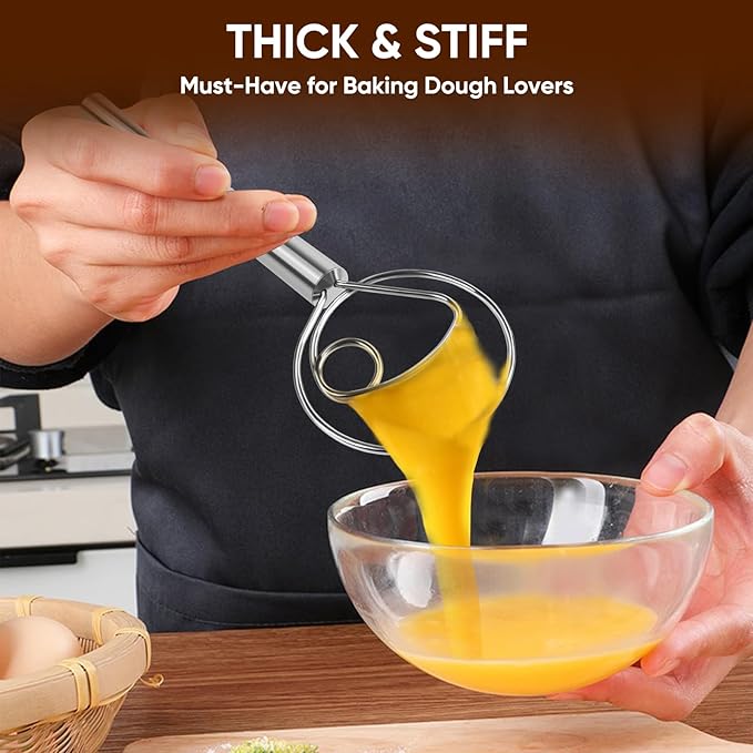 Maxjoy Danish Dough Whisk Stainless Steel Hook Dutch Style Bread Mixer - Image 5