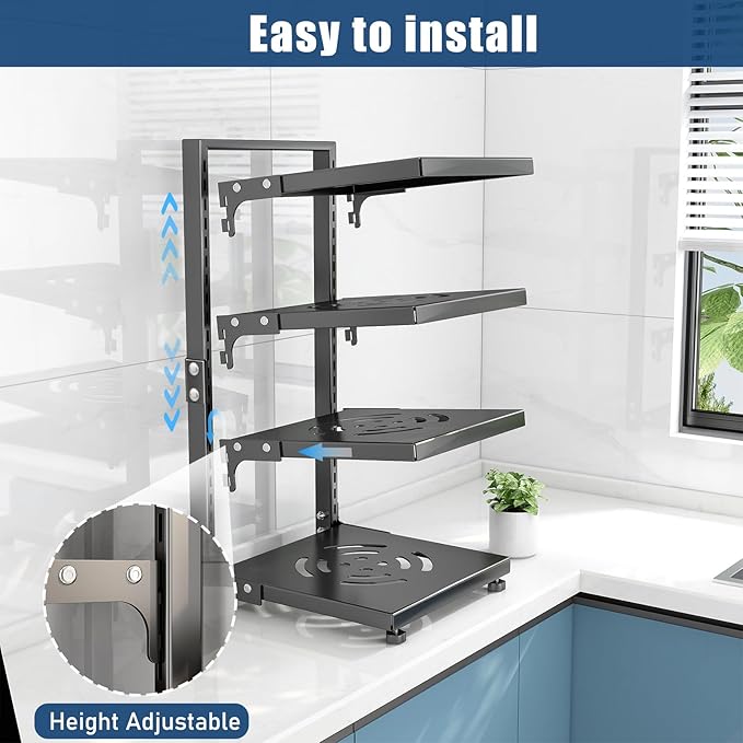 Pot Rack Organizers：CASONNIK 6+1-Tier Adjustable Heavy Duty Pan Organizer - Image 6