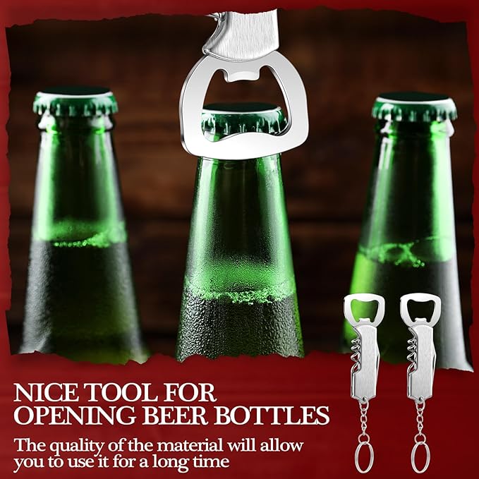 Ziliny 48 Pcs Bottle Opener Keychain Bulk Wine Bottle Beer Opener Keychain - Image 4