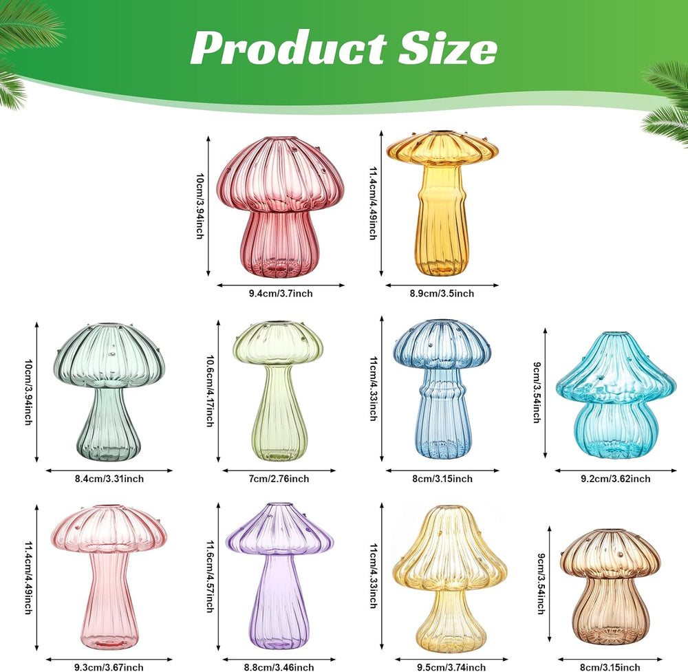 Mushroom Vases Plant Propagation Stations Jars Colored Set of 10