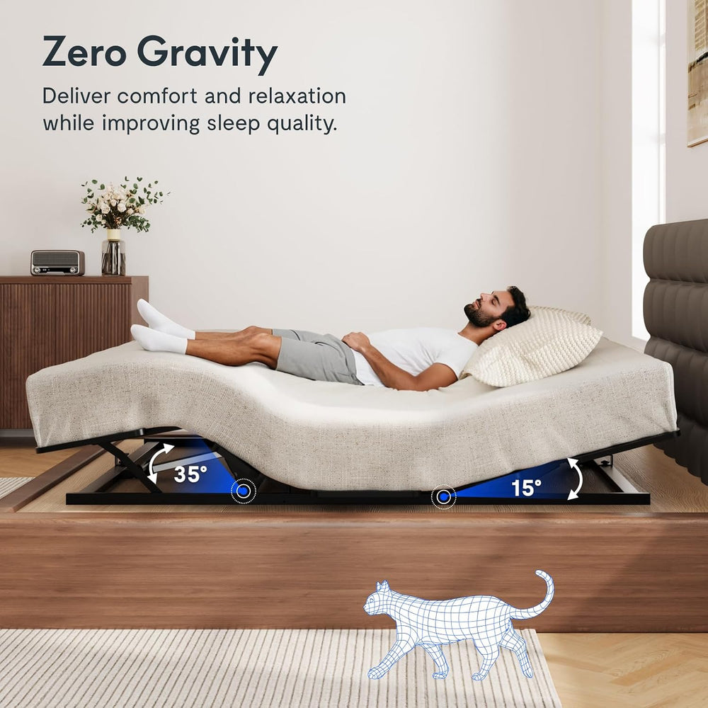 FLEXISPOT S3K-Lite King Adjustable Bed Base, Zero Clearance & Zero Gravity