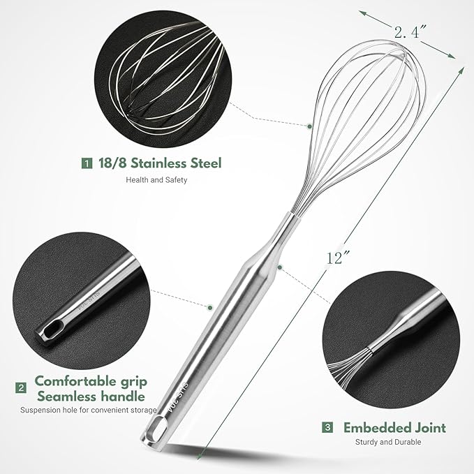 Stainless Steel Whisk for Cooking Kitchen Non Stick Balloon Wire Metal Baking - Image 2