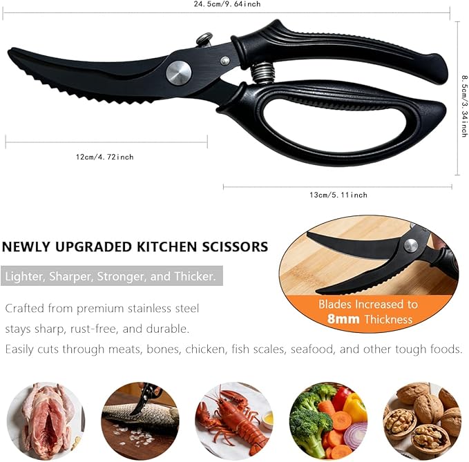Kitchen Poultry Shears Heavy Duty, Stainless Steel Kitchen Meat Cutting Scissors - Image 2