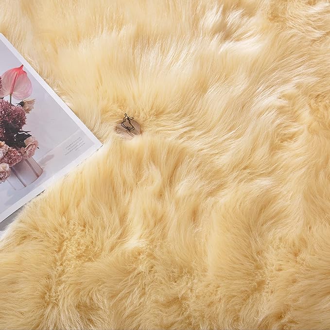 Latepis Yellow Fur Rugs Small 2x3 Area Faux Sheepskin Rug Throw - Image 6