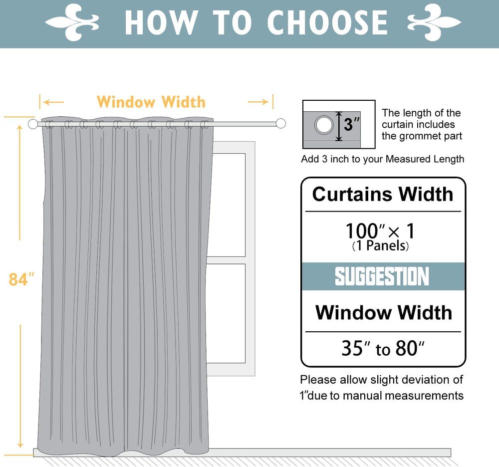 ChrisDowa Room Divider Curtains 84 Inches Long Sliding Door Curtain 1 Panel
