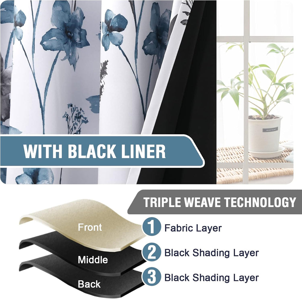 H.VERSAILTEX 100% Blackout Curtains 63 inch Length 2 Panels Set Cattleya Flor...