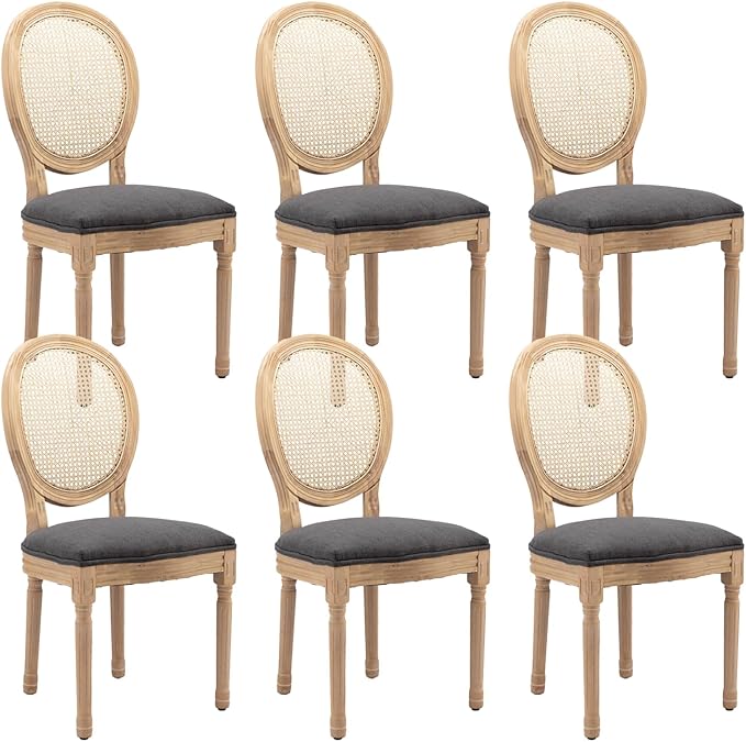 French Country Dining Chairs Set of 6,Farmhouse Upholstered Dining Room Chair...