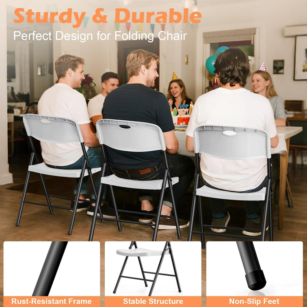 VTOY Heavy Duty Folding Chairs, 450 lbs Capacity Stackable Plastic Chairs, Du...