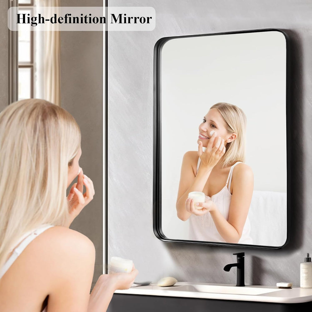 Black Bathroom Vanity Mirror Over Sink 24x36, Large Wall Rectangle Mirror