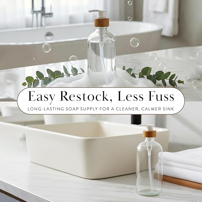 SAVVY & SORTED Glass Hand Soap Dispenser Bathroom, Dish Soap Dispenser - Image 5
