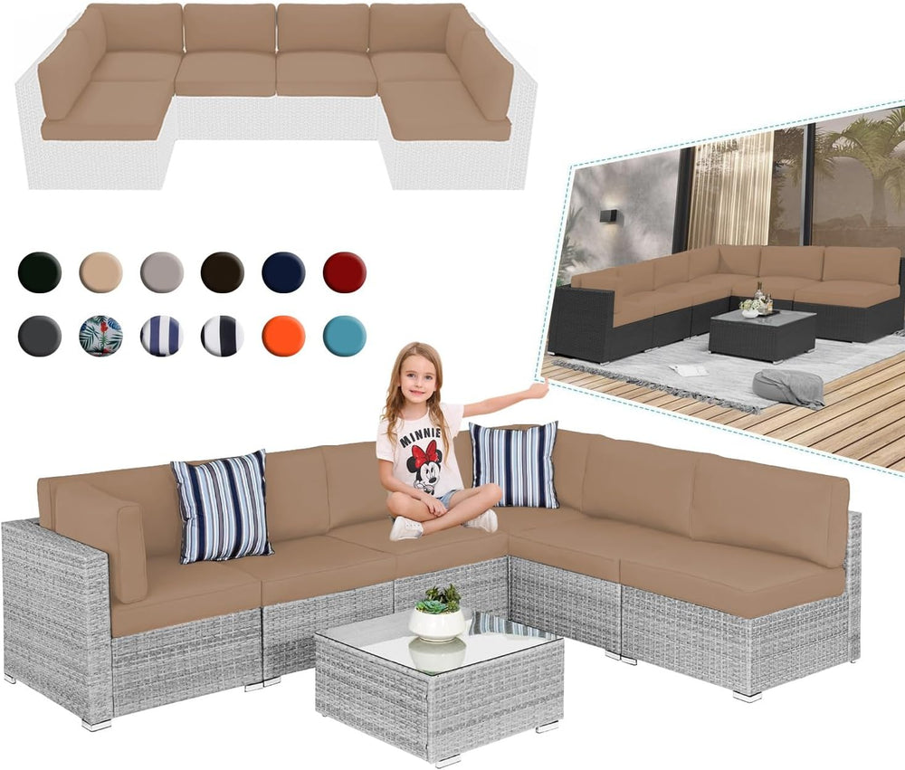 Outdoor Sectional Cushions 4" Foam High-Density, Beige