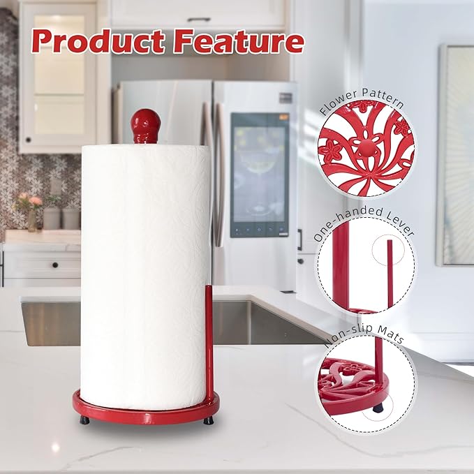 Red Cast Iron Paper Towel Holder