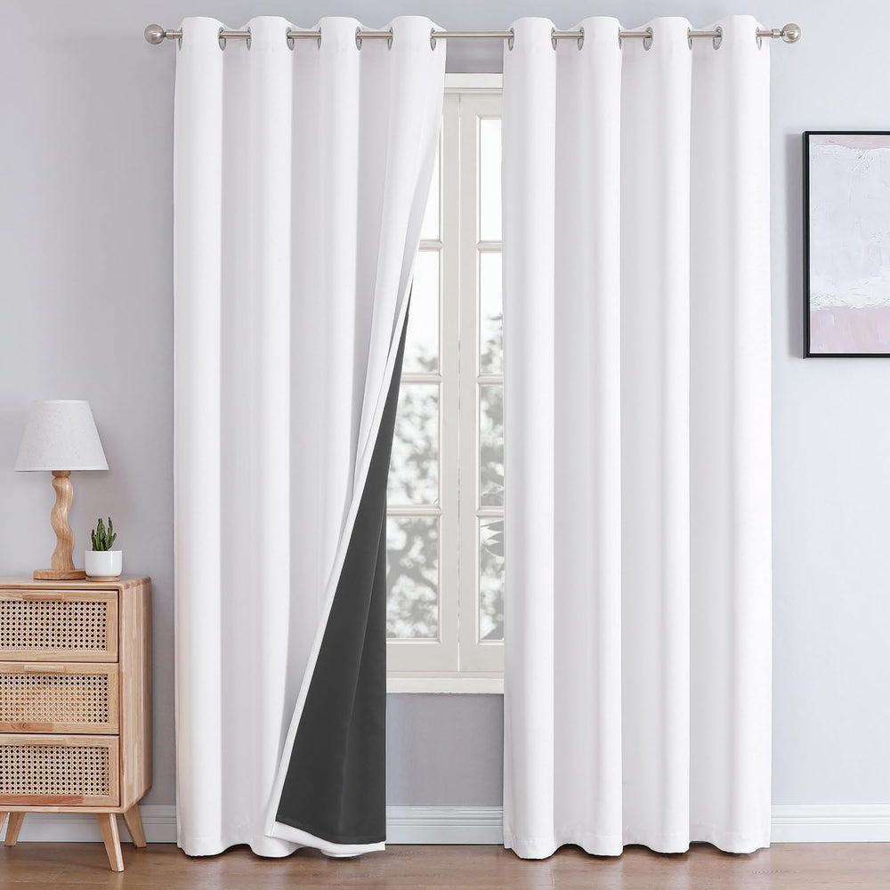 ChrisDowa White 100% Blackout Curtains for Bedroom 84 Inches Long 2 Panels