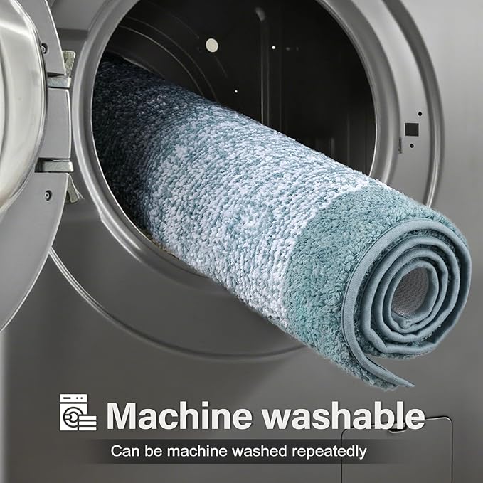 70x24 Long Bathroom Rugs Washable Non Slip, Dusty Blue Bath Mat - Image 9
