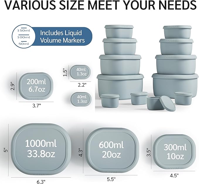ISSEVE 12Pcs/Set Nesting Silicone Food Storage Containers - Image 9