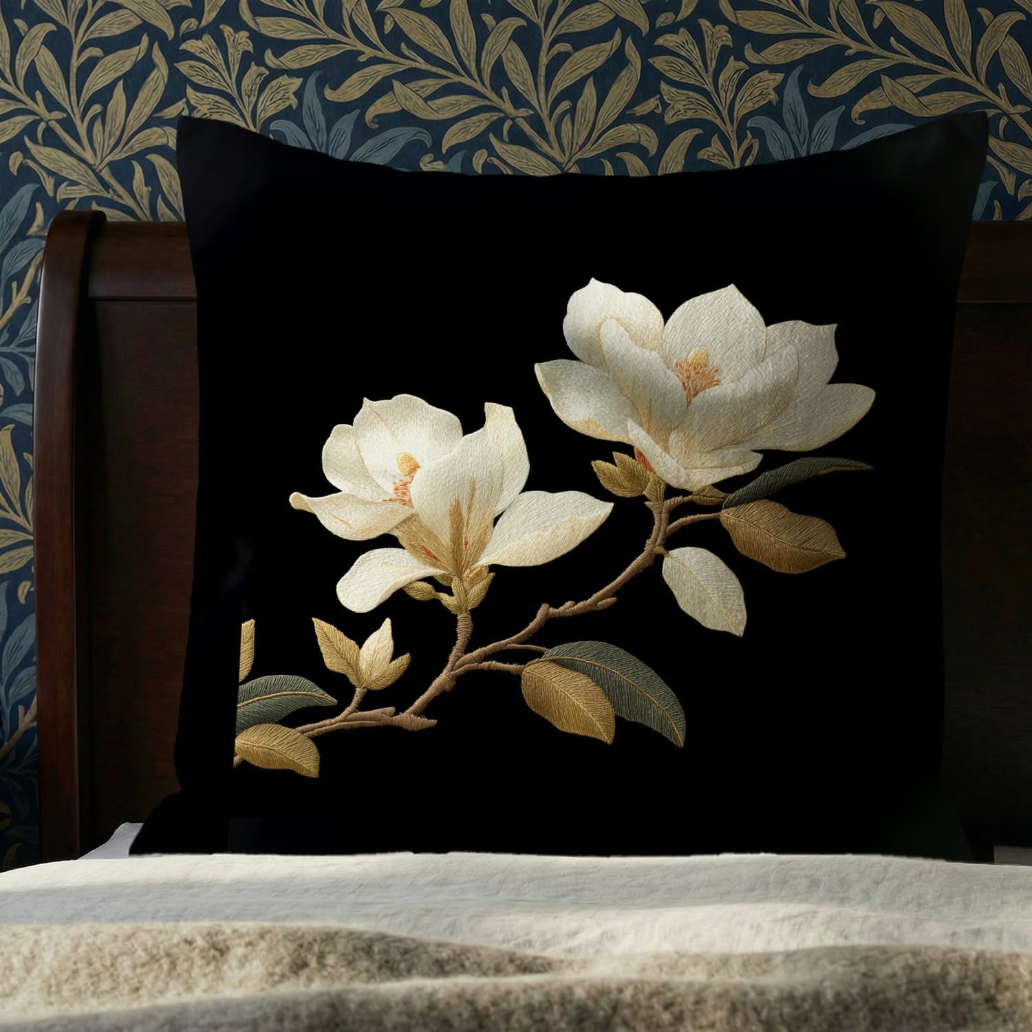 Vintage Tree Print Pillowcase 18x18 Inch, Soft Retro Throw Pillow Cover for Couch Sofa, Farmhouse Living Room Bedroom Decor – Ideal Gift for Housewarming Birthday Christmas (White Magnolia)