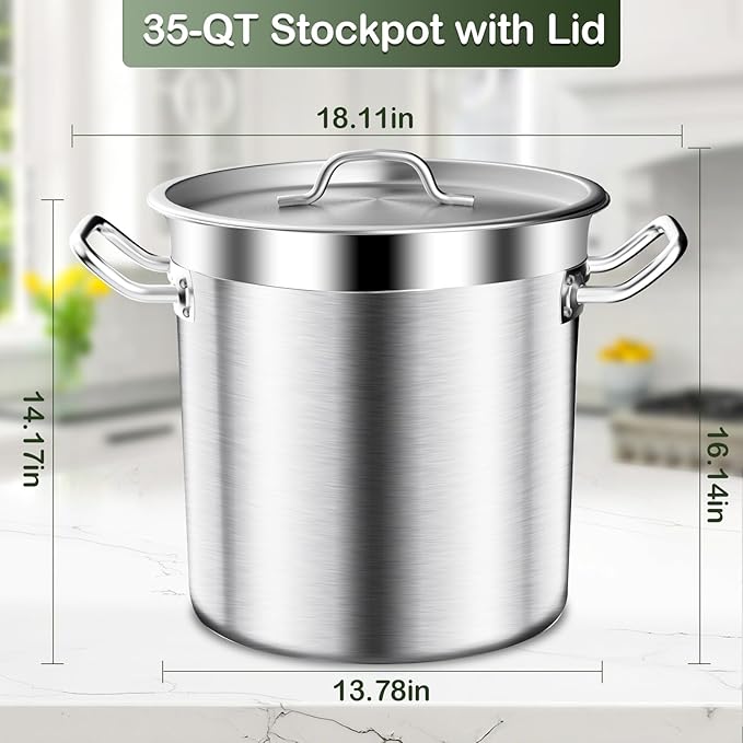 Large Stock Pot-35QT Stainless Steel Stockpot - Image 7