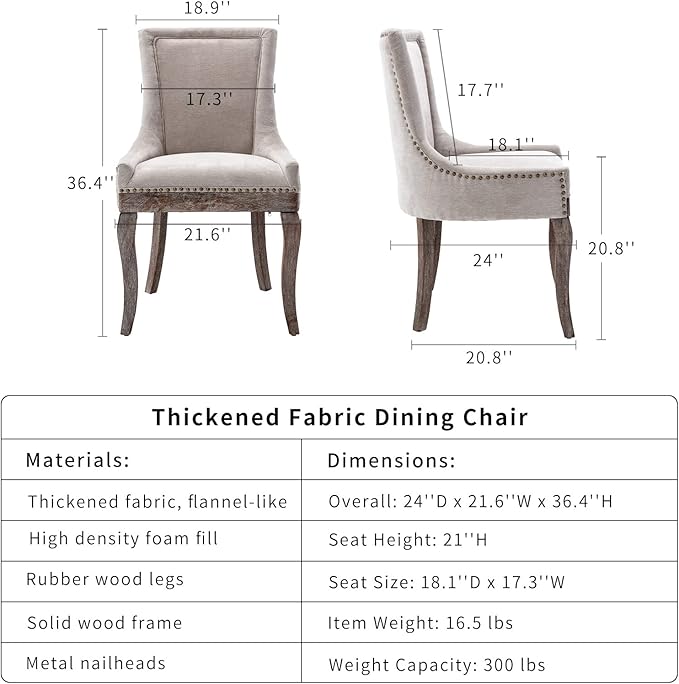 Dining Chairs Set of 4, Kitchen & Dining Room Chairs, Fabric Upholstered ...