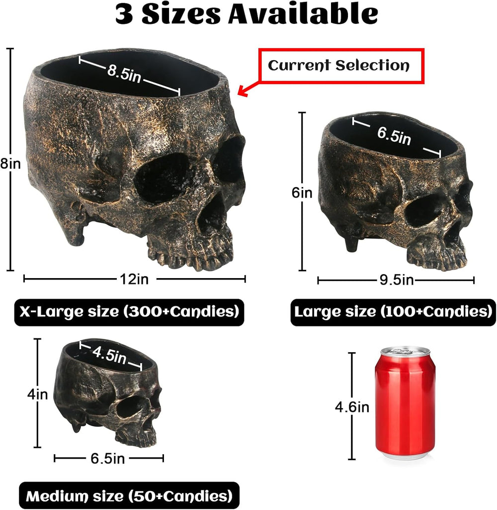 GameXcel Halloween Skull Candy Bowl - 8.5" Extra Large Candy Dish Holder
