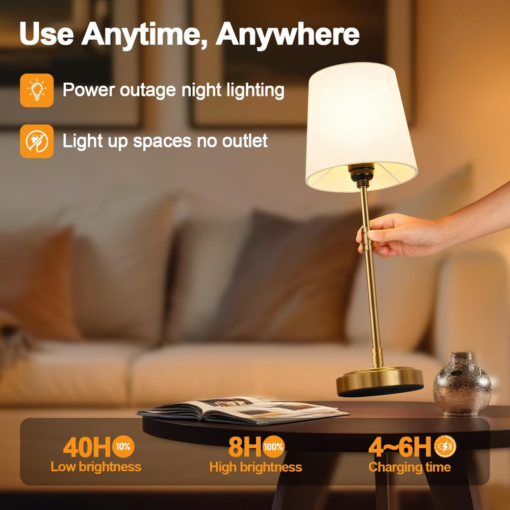 Cordless Table Lamps Set of 2 – Battery Operated Lamp with 7500mAh Rechargeab...