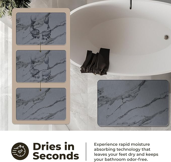 TOSORO - Stone Bath Mat Diatomaceous Earth Shower Mat Non-Slip Super Absorbent - Image 3