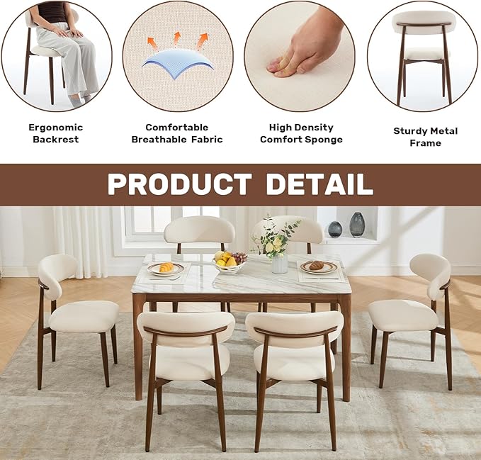 UVV Dining Chairs Set of 4, Metal Kitchen Chairs with Modern Fabric Upholster...