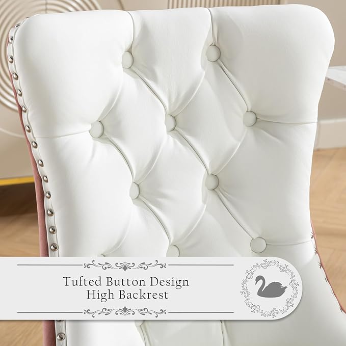 Leather Upholstered Dining Chairs Set of 4, Modern Style Kitchen Side Chairs ...