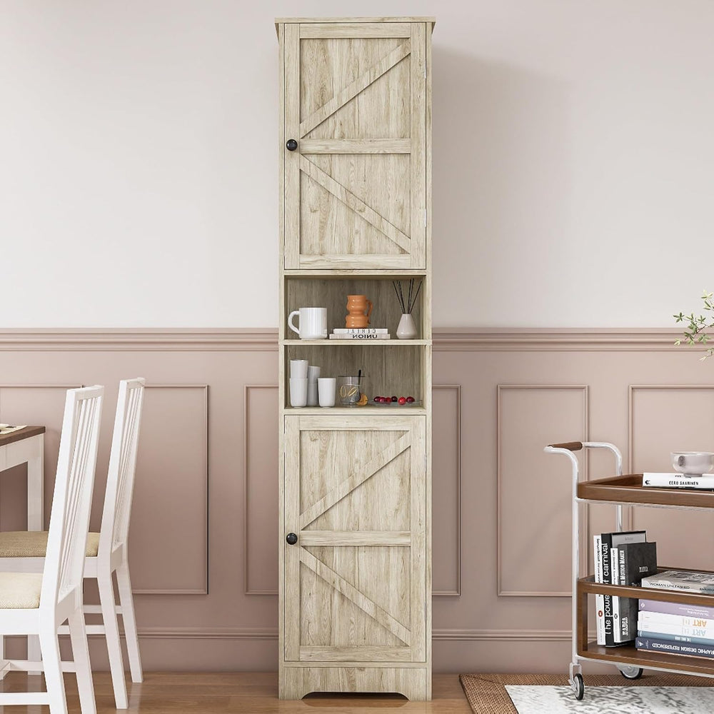 Viaozutis Tall Bathroom Storage Cabinet, Slim Freestanding Cabinet with Adjus...