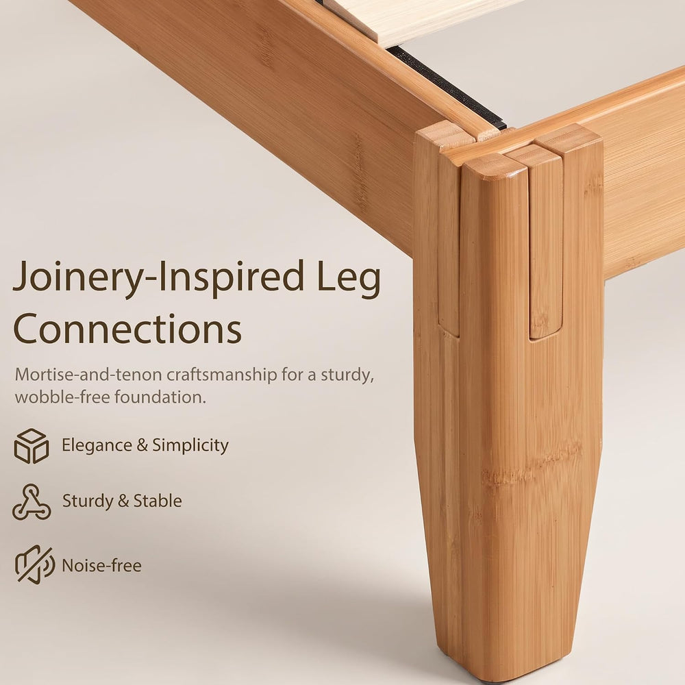 Yechen Bamboo Japanese Joinery Bed Frame, Queen Size Platform Bed Frame