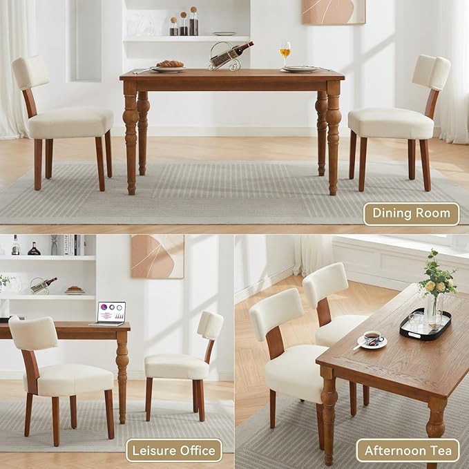 Dining Chairs Set of 6, Upholstered Fabric Kitchen Chairs with Solid Wood Leg...