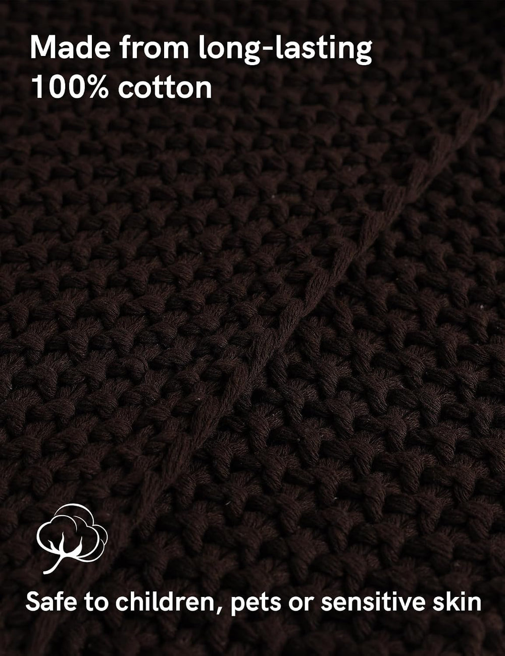 YnM Chunky Cotton Knit Throw Blanket, Cable Knit Throws for Bed Couch Sofa, C...