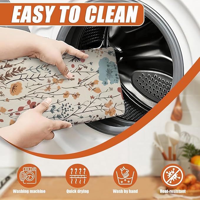 Vintage Floral Dish Drying Mat for Kitchen Counter Microfiber Absorbent Dish - Image 4