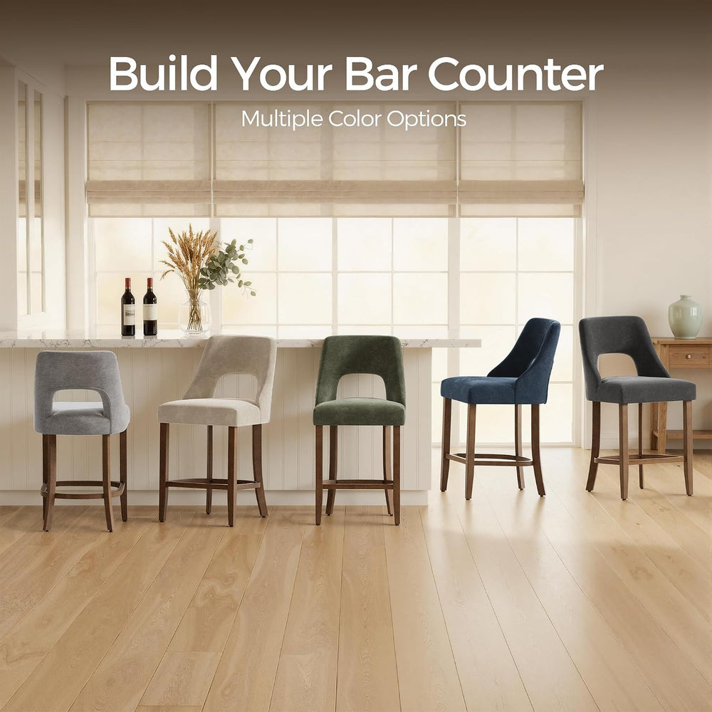 UVV Bar Stools Set of 2, Upholstered Counter Height Bar Stools, Modern Counte...