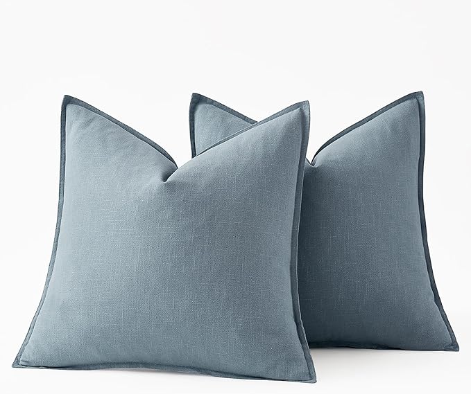 MIULEE Decorative Linen Pillow Covers 20x20 Inch Blue Grey ​Boho Farmhouse​ - Image 6