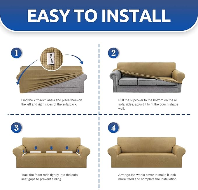 KEKUOU Stretch Single Sofa Slipcover 1 Piece Couch Sofa Cover Furniture - Image 4
