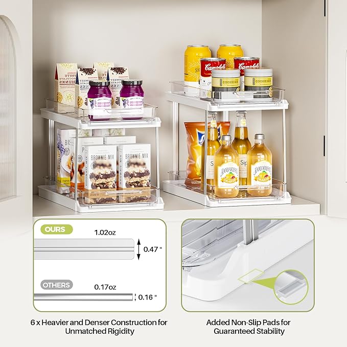 Delamu 2-Tier Bathroom Under Sink Organizers and Storage, Pull Out Cabinet - Image 4